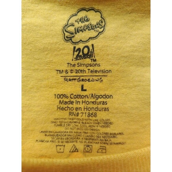 The Simpsons T-Shirt Men's Size Large Double Graphic Yellow Short Sleeve - Picture 5 of 9